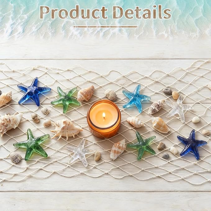 SATINIOR 6 Pcs 12 x 72'' Fishing Net Table Runner Party Decoration, Natural | - Image 4