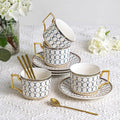 CwlwGO-European Style Ceramic Coffe Cup and Saucer Sets, 7 Oz Bone China by HappleCwlwgoHome