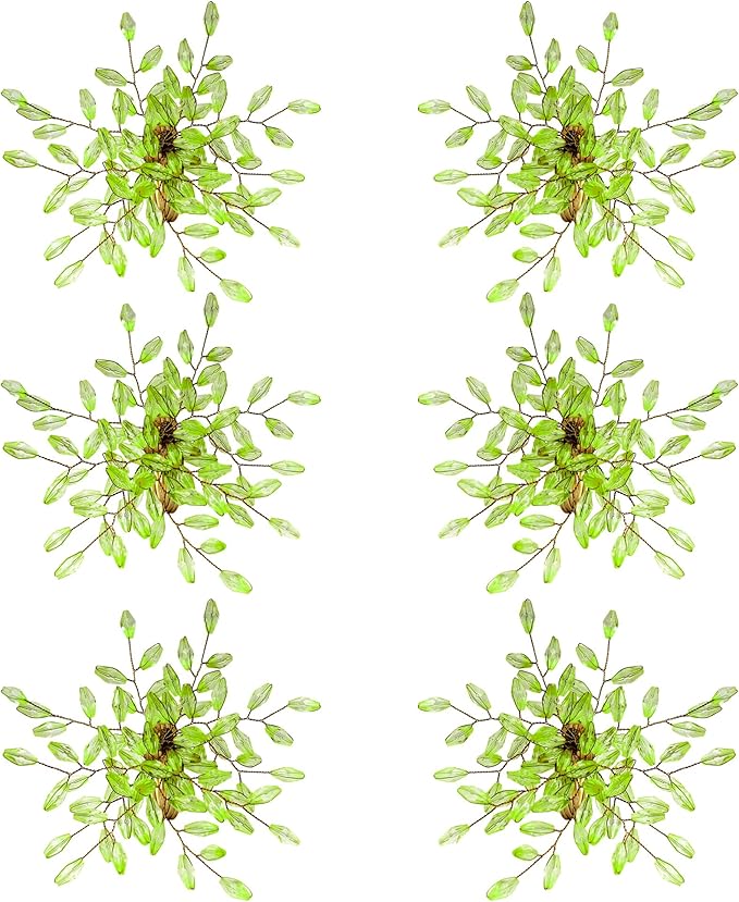 Napkin Rings Set of 12 for Dining Table Decoration Parties Everyday Metal Napkin Holder Leaf Green (Pack of 12)