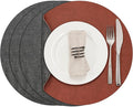 Myir JUN Round Dual-Sided Placemats, Faux Leather Set of 4 for Indoor and Outdoor Dining Tables, Non-Slip Washable Table Mats (Gray Terracotta)