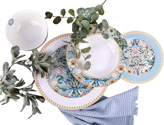 24-Piece Bone China Dinnerware Set in Gift Box, Service - Image 9
