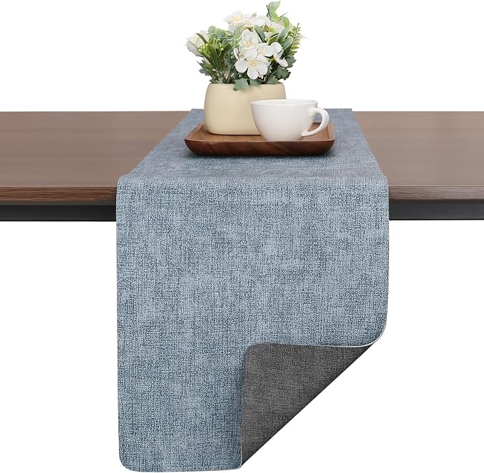 Table Runners 55 Inch Long, Dual-Sided Faux Leather Table Runner | Waterproof by Chitomars