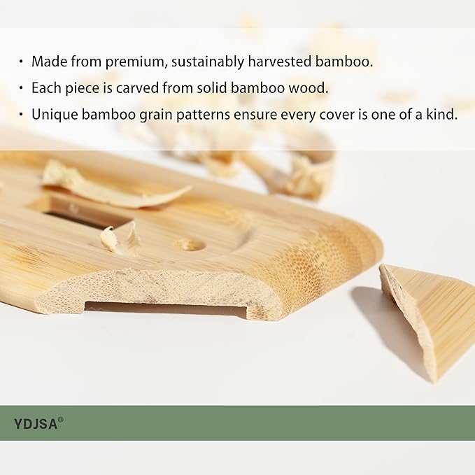 Wooden Light Switch Cover Plate Triple Toggle Solid Bamboo Decorative Switch Plate Cover