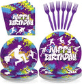 96 Pcs Purple Parkour Birthday Party Decorations, Serves 24 | Parkour Theme by Greencian