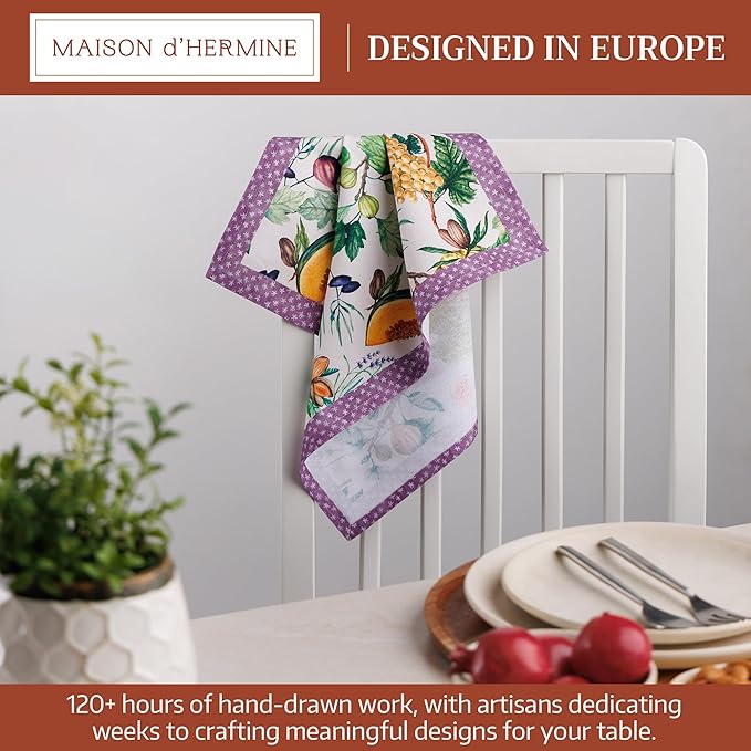 Maison d' Hermine Cloth Napkins Set of 4 100% Cotton Everyday Reusable Square Napkins Cloth Washable Dinner Party Wedding Restaurant Valentines Day Decorations Spring/Summer (Cavaillon, 18" x 18")