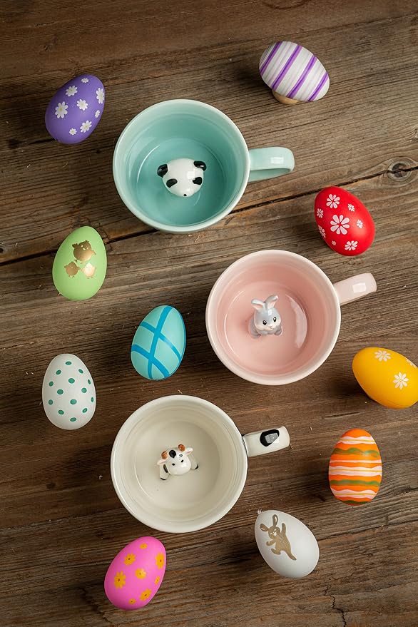 DIHOclub Rabbit Ceramic Cup Hidden 3D Animal Inside Mug, Cute Cartoon Bunny - Image 8