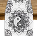 Yin Yang Table Runner, Bohemian Mandala Vintage Black White Traditional by JanJCurt