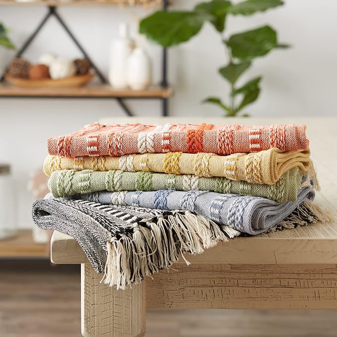 DII Farmhouse Braided Stripe Table Runner Collection, Stonewash Blue - Image 7