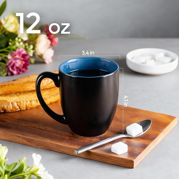 GBhome 12 oz Coffee Mugs Set of 6, Ceramic Coffee Cups- Blue - Image 2