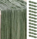 12 Pack Sage Green Cheesecloth Table Runner 35x120 Inch 10Ft Rustic Gauze by SuBleer