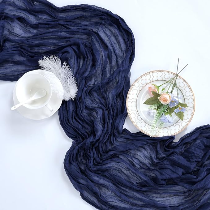 12 Pack Navy Blue Cheesecloth Table Runner 35 x 120 Inch | Boho Gauze Cheese - Image 6