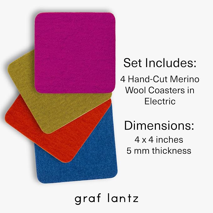 Graf Lantz - Bierfilzl Merino Wool Square Coasters Set of 4 - Electric - - Image 4