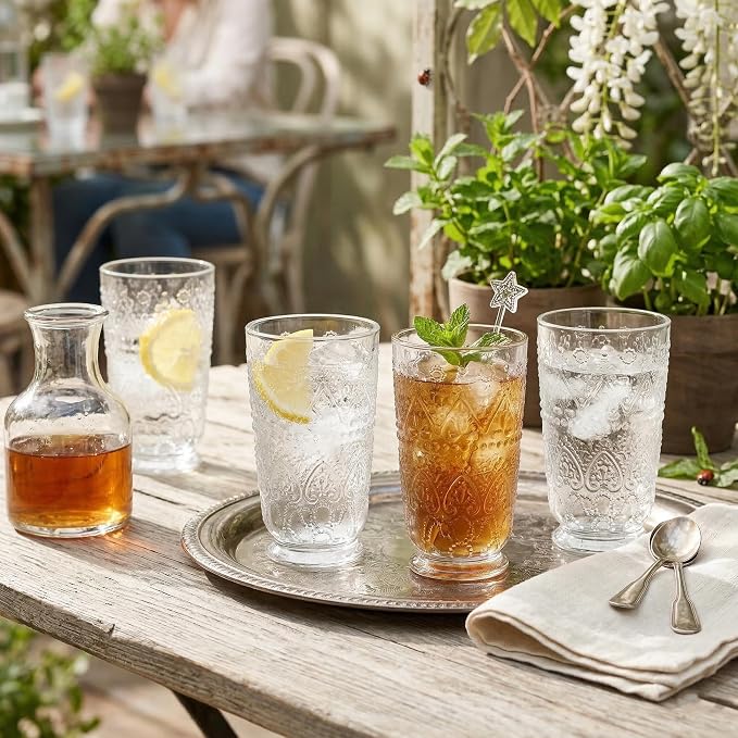 Set of 4 Vintage Beaded Highball Glasses - Image 3
