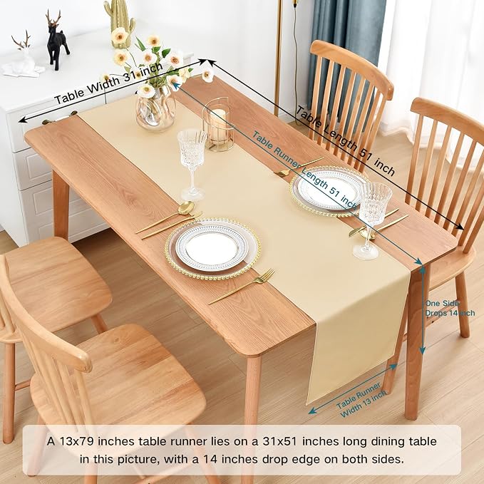 Faux Linen Table Runner Water Resistant 13 x 48 in, Coffee Table Runner - Image 2