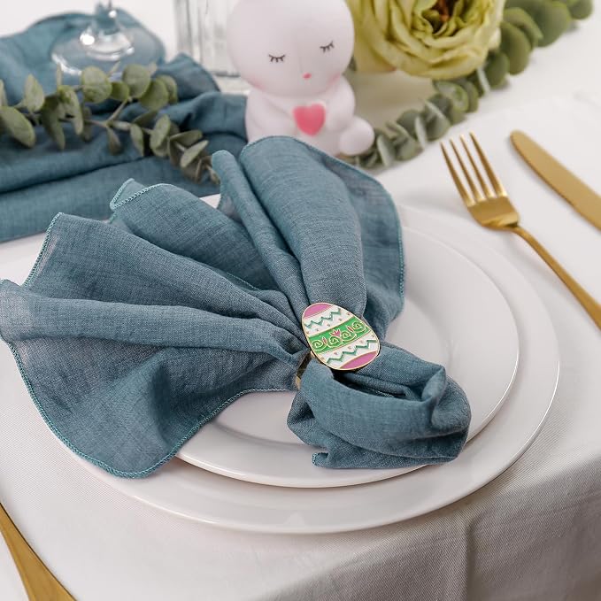 Easter Eggs Napkin Rings Set of 6, Alloy Napkin Holder Ring - Image 6