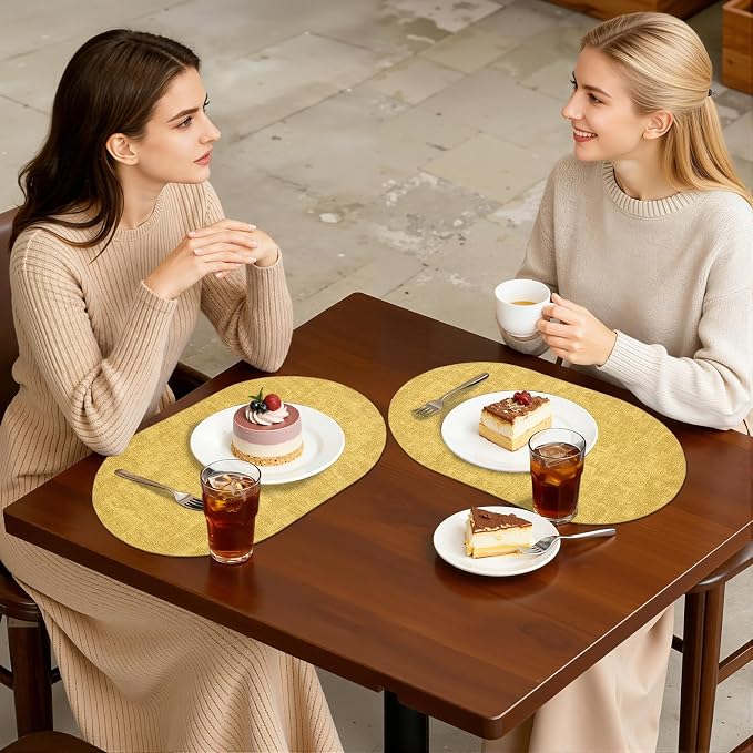 Placemats Set of 6, 11.8 x 17 Inch, Waterproof Wipeable Reversible PU Placemat - Image 6