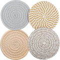 4.8 Inch Woven Drink Coasters Set of 4, Thick Absorbent Coasters, Boho Cotton by HIYALOT