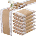 Tatuo 6 Pcs Lace Burlap Table Runner 12'' x 72'' Rustic Jute Hessian Farmhouse by Tatuo