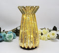 Home Decor, Mercury Glass Pillar Candle Pedestal Holders with 10 Led Lights, Lighted up Candle Holder for Pillar Candle, Candlestick Holders with Timer for Wedding Home Dining Table Xmas (Gold)