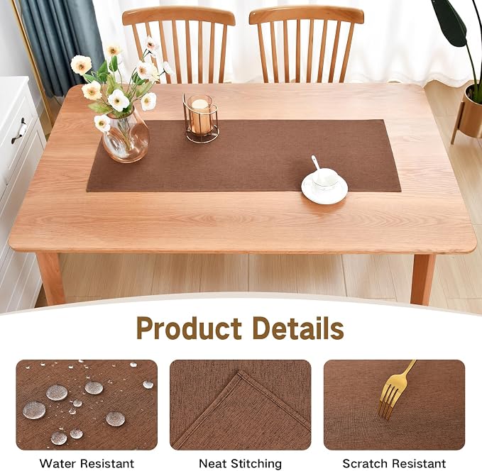 Faux Linen Small Table Runner Water Resistant 13 x 36 in, Coffee Table Runner - Image 3