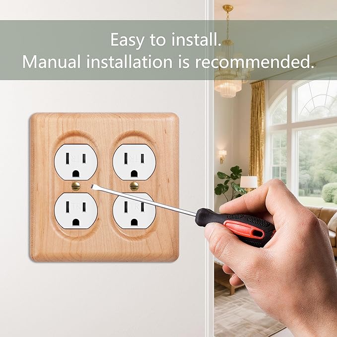 Maple Wood Double Outlet Cover Plate Wall Plates For Electrical Outlets With Durable Finish