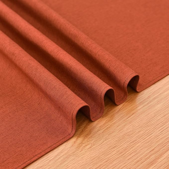 Faux Linen Table Runner Water Resistant 13 x 60 in, Rust | Farmhouse Rustic - Image 6