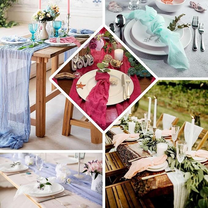 Efavormart 5 Pack 24"x19" Dusty Rose Matte Gauze Cheesecloth Napkins, Romantic - Image 4