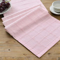 Linen Checked Farmhouse Table Runner, 13x48 Inches Pink | Raised Grid Design by ZEEMARTONLINE