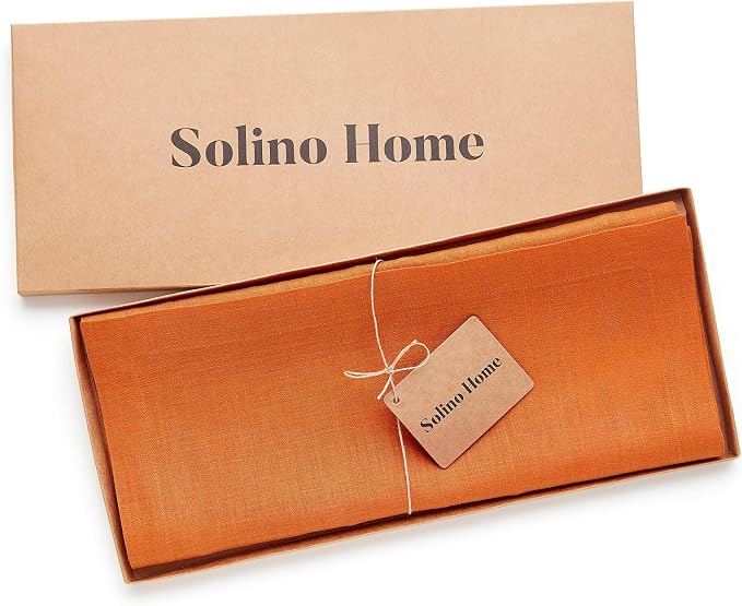 Solino Home 100% Pure Linen Dining Table Runner Orange, Fete 14 x 60 in | Table - Image 7