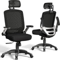 GABRYLLY Ergonomic Office Chair, High Back Home Desk Chair with Flip-Up Arms, 3D Headrest, Thick Sponge Sea &90-120° Recline, Big and Tall Mesh Executive Chairs for Man Woman, Midnight-Cloud