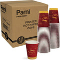 PAMI Disposable Paper Coffee Cups 12 oz, Single-Use, Leak Resistant, 1000 Ct by PAMI