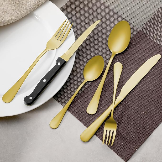 Gold Steak Knives Set of 8, Sharp Triple Rivet Steak Knife, High-Carbon - Image 5