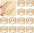 12PCS-LUNEY Gold Napkin Rings Set of 12 Metal Napkin Holder by PANDAMIMI