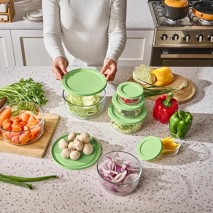 12-Piece Glass Food Storage Containers Set | 2-Cup, Leakproof | Microwave - Image 4