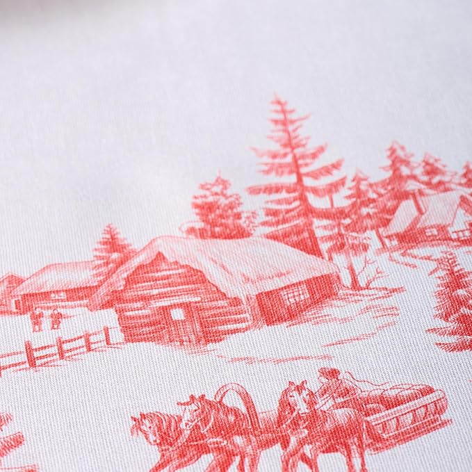 Maison d' Hermine Table Cloth Rectangle Table 100% Cotton 60 x 90 Inches Fall Tablecloth Reusable Everyday Use for Thanksgiving Christmas Decorations Dining Farmhouse Party (Winter Jouy)