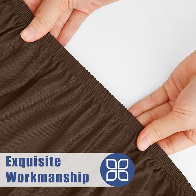 Round Spandex Tablecloth 2 Pack, Elastic Fitted Waterproof Tablecloths for 36"-44" Tables, Stretch Washable Picnic Table Cover for Camping, Dining, Indoor and Outdoor, Coffee