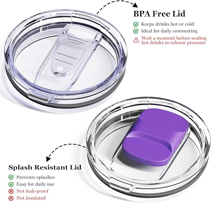 12oz Insulated Coffee Mug with Lid – Includes Two Lids, Stainless Steel Coffee - Image 3