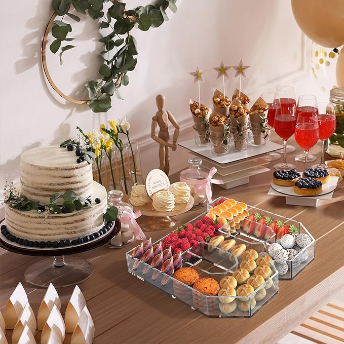 11" Acrylic Letter Charcuterie Tray, Charcuterie Letters Fillable Box for Food, Reusable Serving Cake Candy Dish Display Tray for Birthday Anniversary Party Decoration (Letter B)