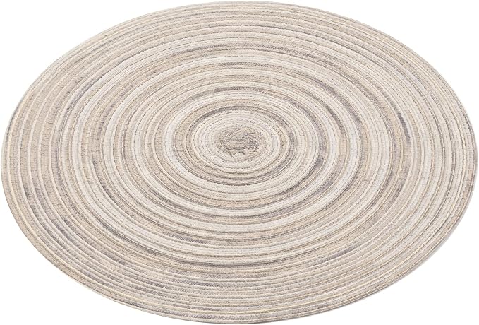 SHACOS Round Braided Placemats 15 inch Set of 6 Washable Kitchen Table Placemats - Image 3