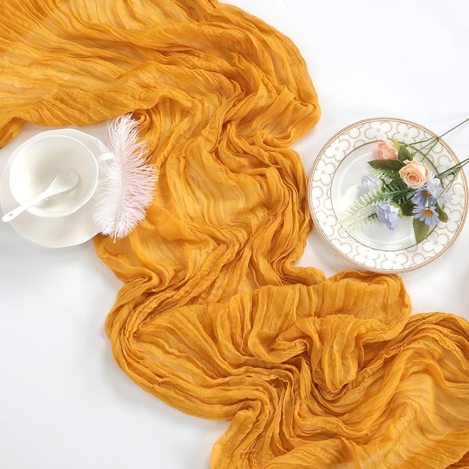 6 Pack Gold Cheesecloth Table Runner 35 x 120 Inch | Boho Gauze Cheese Cloth - Image 6
