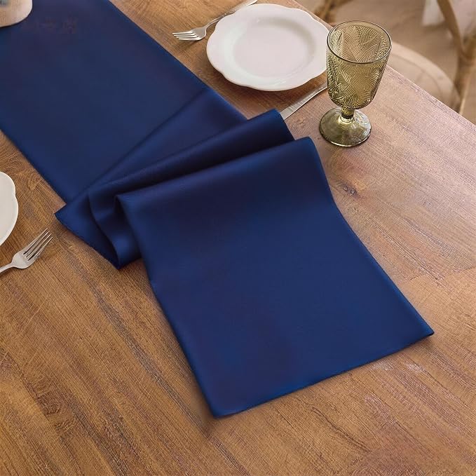 Navy Blue Table Runner, Waterproof Washable Runners 108 Inches Long | Reusable - Image 3