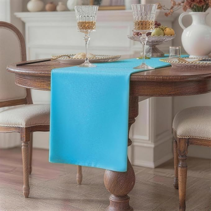 Teal Table Runner, Waterproof Washable Runners 48 Inches Long | Reusable 12x48 - Image 2