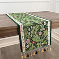Floral Table Runner with Tassel Edges, Cotton Blend Decorative Runner by QGENUINE