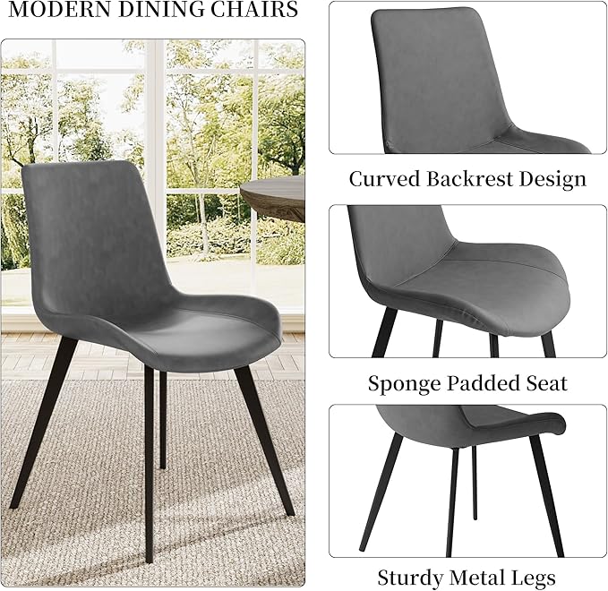 Extendable Round Dining Table Set for 4-6 People, 43.3"-59.1" Extendable Kitchen Table with 4 Upholstered Chairs, Space Saving for Kitchen Dining Room (Grey Table+4 Grey Chairs)