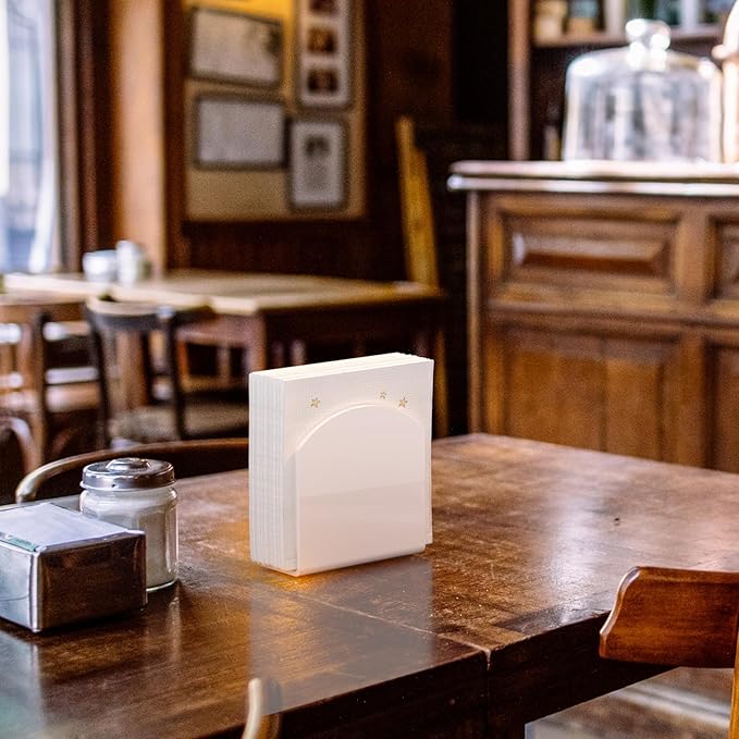 SILUT 2 Pack Napkin Holder for Table, Acrylic Napkins Holder, Napkin Dispenser for Kitchen Table, Cocktail Napkin Holder for Bar, Banquet, Restaurant, Freestanding Napkins Holder - White