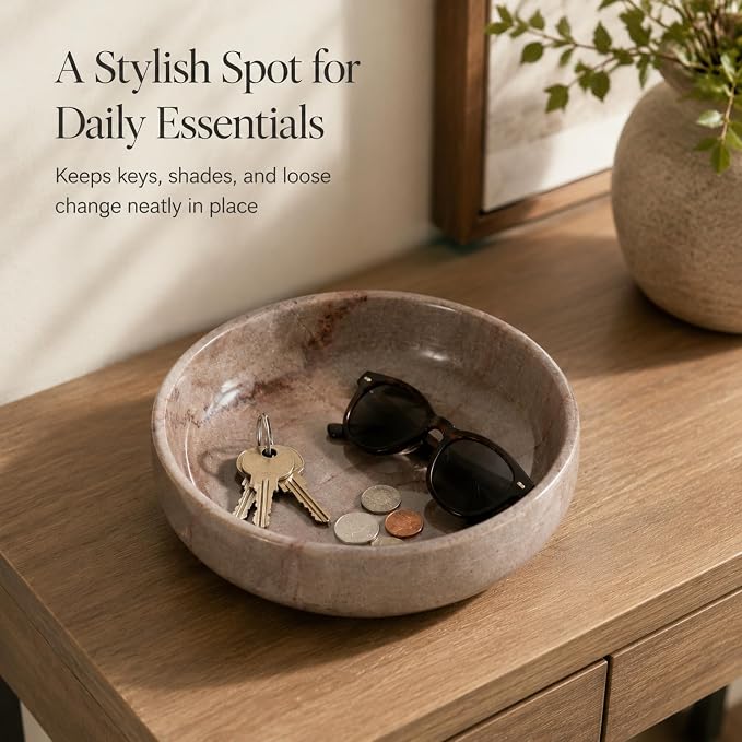 Natural Marble Decorative Bowl 17cm 4.5cm Height, Fruits Modern Home Decor - Image 5