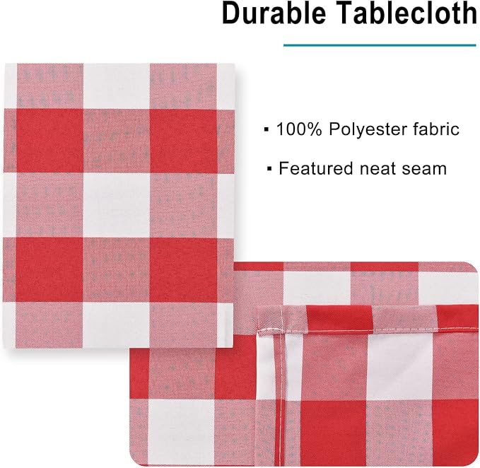 Red and White Checkered Tablecloth Square - Image 4