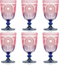XUWAIDSGN 6Pcs Plastic Vintage Wine Glasses 13.5oz Reusable Embossed Goblet by XUWAIDSGN