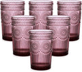 ZMOWIPDL Drinking Glasses Set of 6, 13oz Flower Design Purple Glass Cups | by ZMOWIPDL