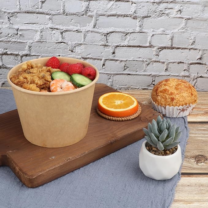 36 oz Disposable Kraft paper bowls with lids, Food containers Soup Bowls Party Supplies Treat Bowls 40 Pack